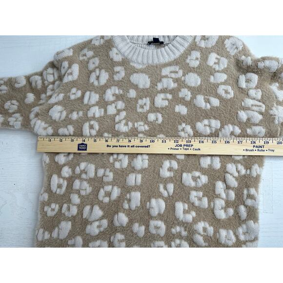 Splendid Tan Cream Floral Crew Neck Sweater Long Sleeve Crewneck Winter Casual S - Picture 7 of 7